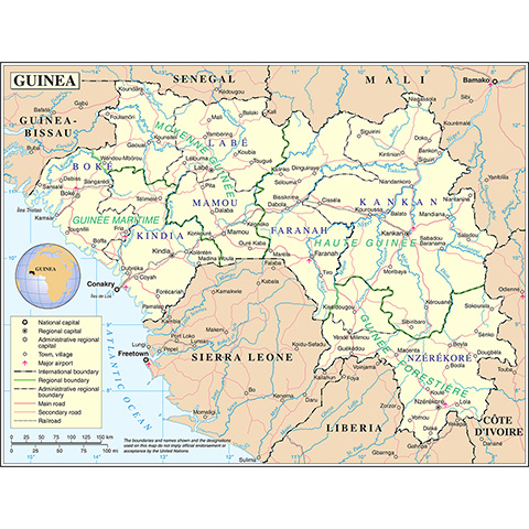Carte de la Guinée - &copy; United Nations via Wikipedia